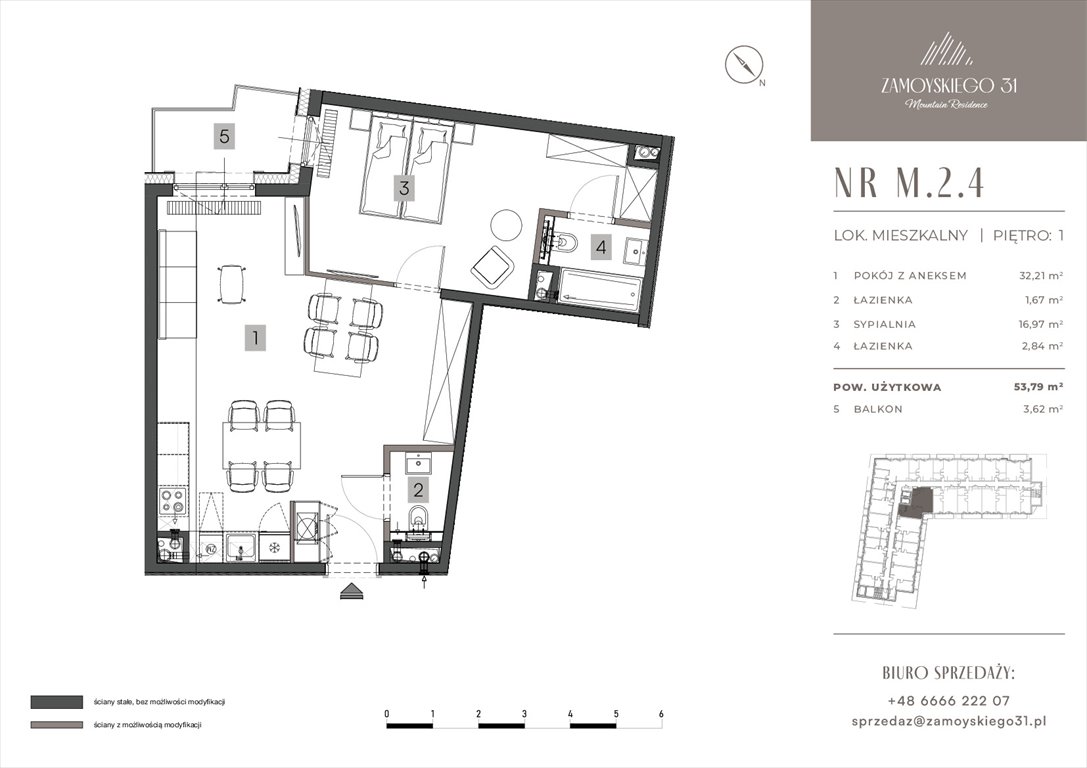 Nowe mieszkanie dwupokojowe Zamoyskiego 31 Zakopanego, Zamoyskiego 31  54m2 Foto 1