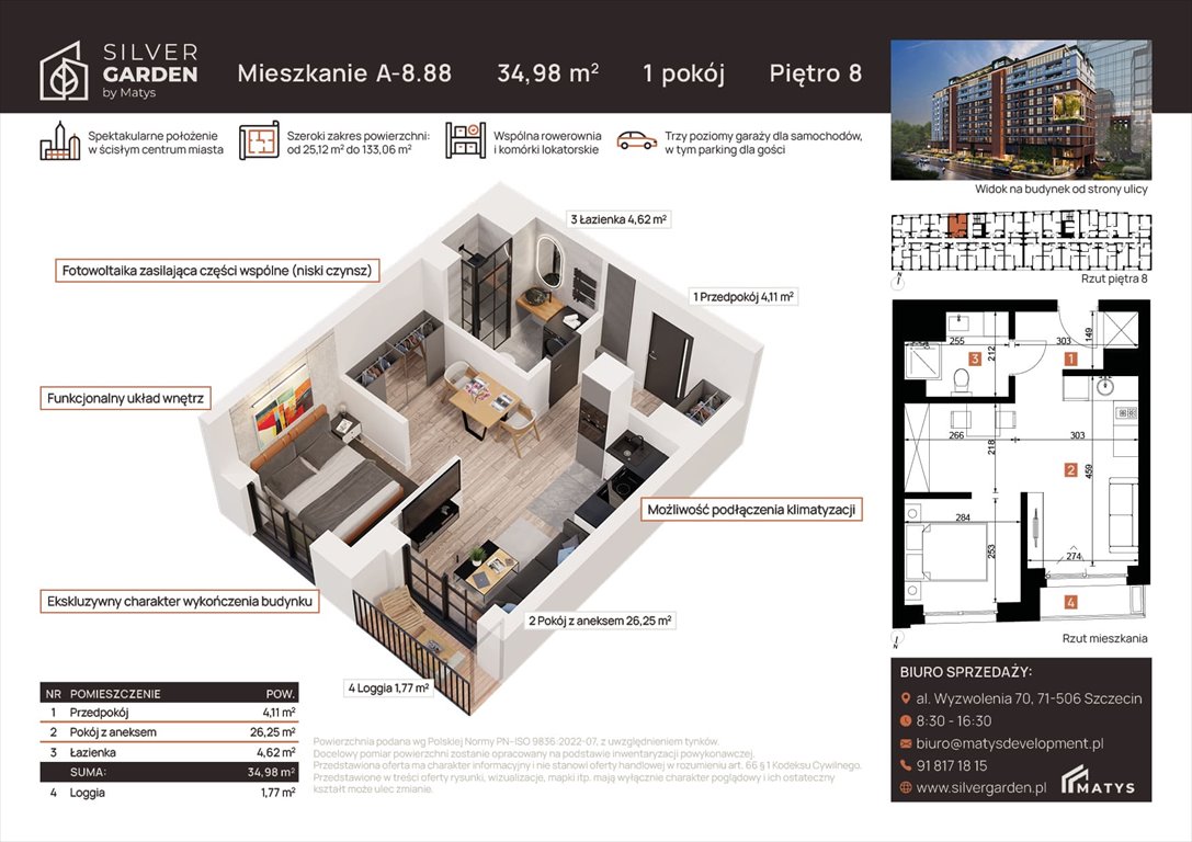 Nowa kawalerka Silver Garden Szczecin, Centrum, al. Wyzwolenia 70 / ul. Staszica 21  35m2 Foto 1