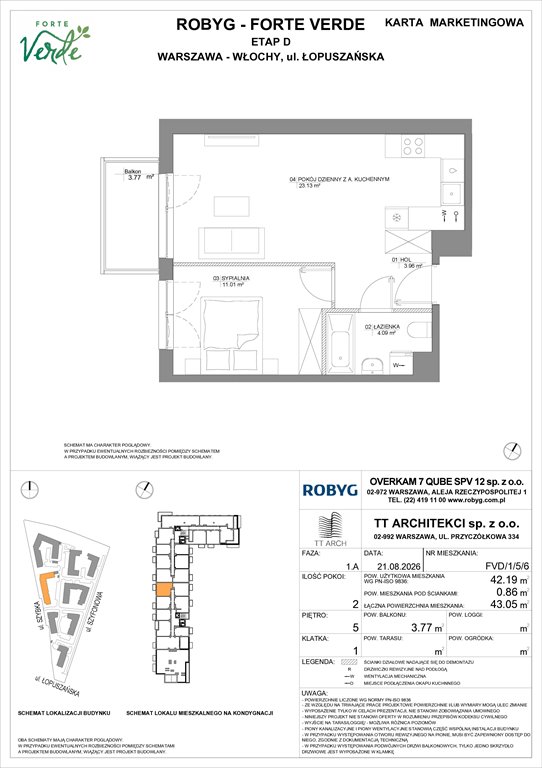 Nowe mieszkanie dwupokojowe Forte Verde Warszawa, Włochy, Łopuszańska 28  42m2 Foto 1