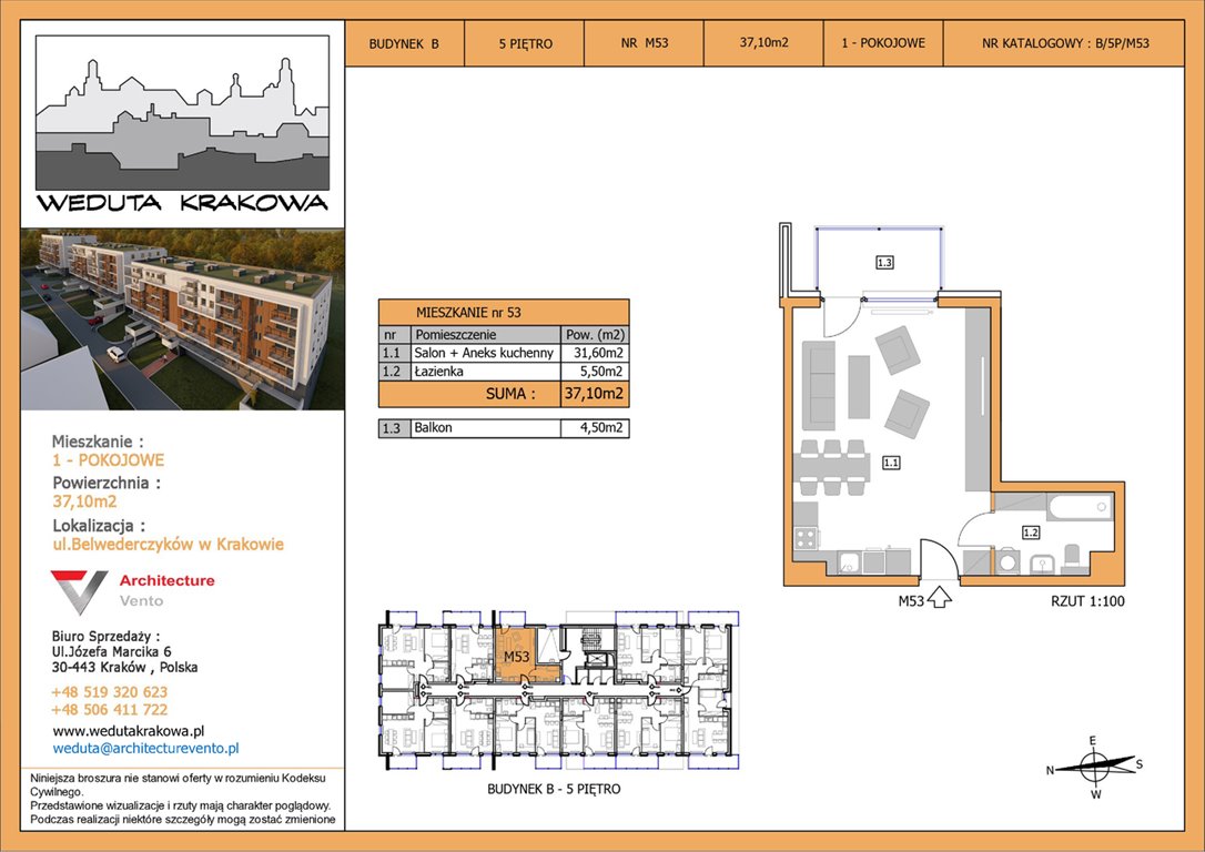 Nowa kawalerka Weduta Krakowa Budynek B Kraków, Krowodrza, Papierni Prądnickich 48  37m2 Foto 1