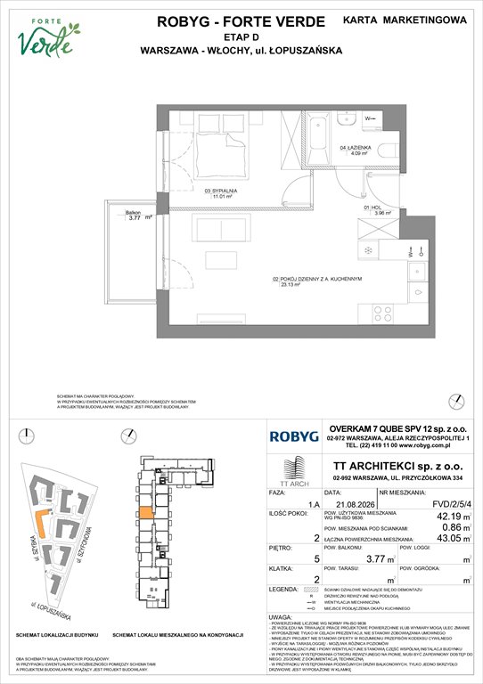 Nowe mieszkanie dwupokojowe Forte Verde Warszawa, Włochy, Łopuszańska 28  42m2 Foto 1