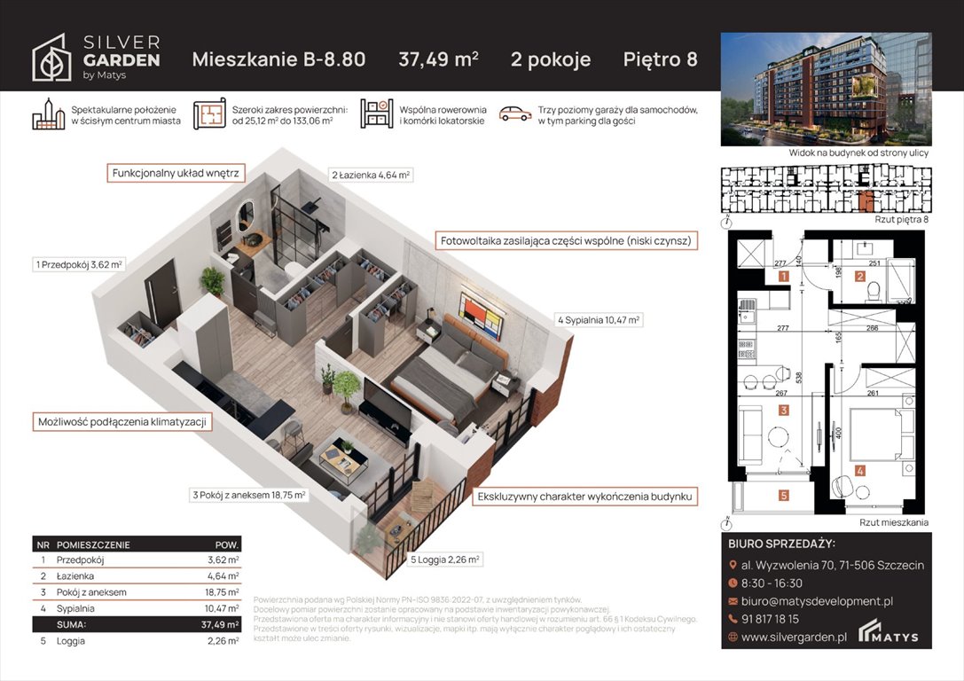 Nowe mieszkanie dwupokojowe Silver Garden Szczecin, Centrum, al. Wyzwolenia 70 / ul. Staszica 21  37m2 Foto 1