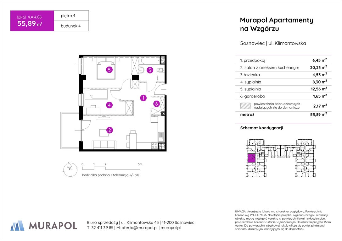 Nowe mieszkanie trzypokojowe Murapol Apartamenty na Wzgórzu Sosnowiec, ul. Klimontowska  56m2 Foto 1