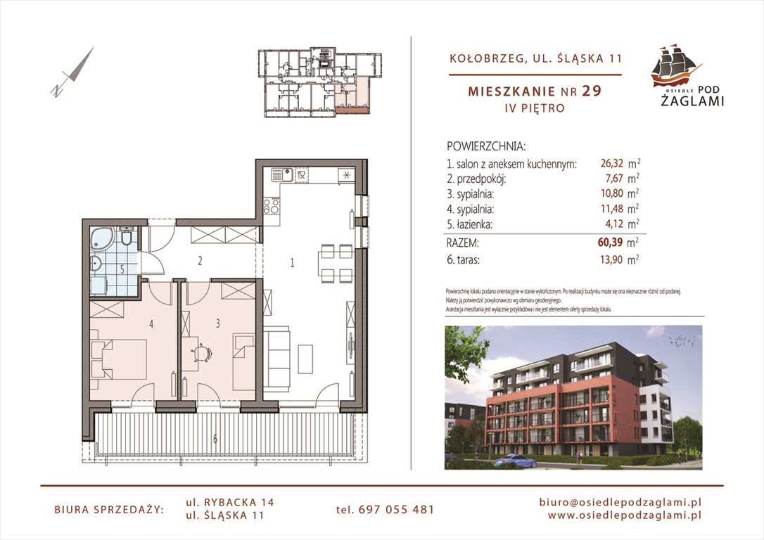 Nowe mieszkanie trzypokojowe Osiedle Pod Żaglami Kołobrzeg, Śląska 11  60m2 Foto 1