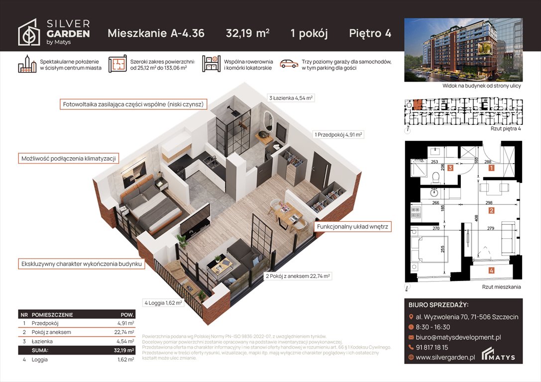 Nowa kawalerka Silver Garden Szczecin, Centrum, al. Wyzwolenia 70 / ul. Staszica 21  32m2 Foto 1