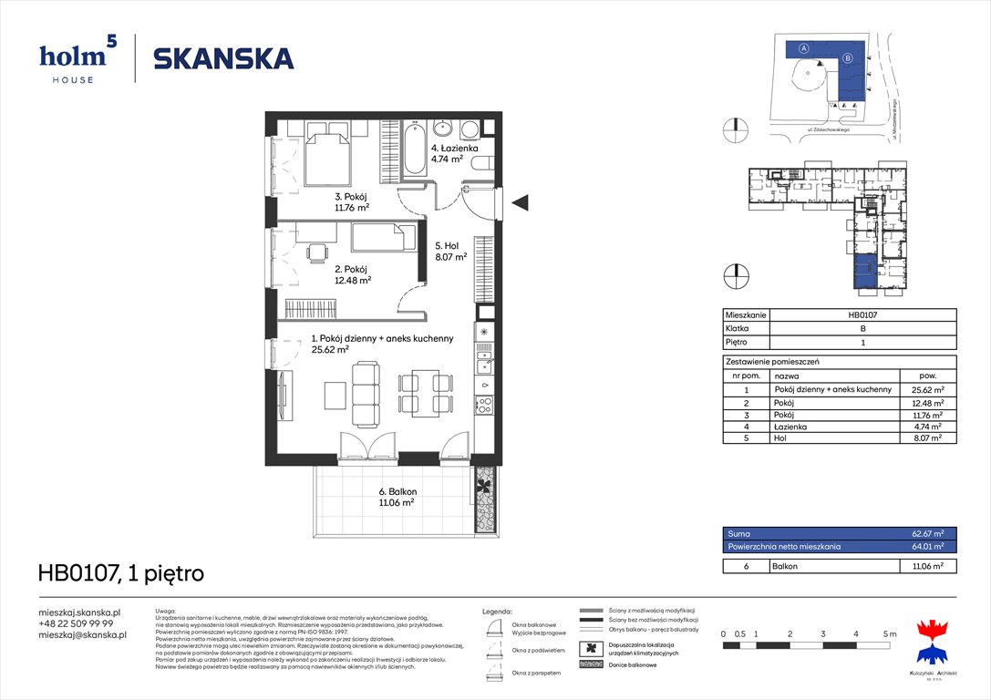 Nowe mieszkanie trzypokojowe Holm House  Warszawa, Mokotów, Domaniewska  63m2 Foto 1