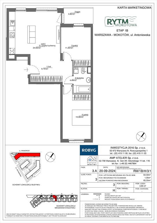 Nowe mieszkanie trzypokojowe Rytm Mokotowa Warszawa, Mokotów, Antoniewska  65m2 Foto 1