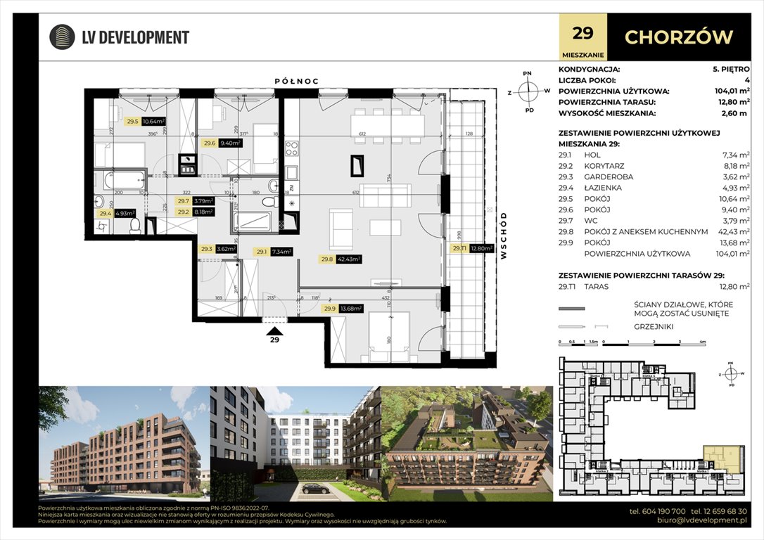 Nowe mieszkanie czteropokojowe  Tarasy Śląskie Chorzów, 3 Maja 94'  104m2 Foto 1