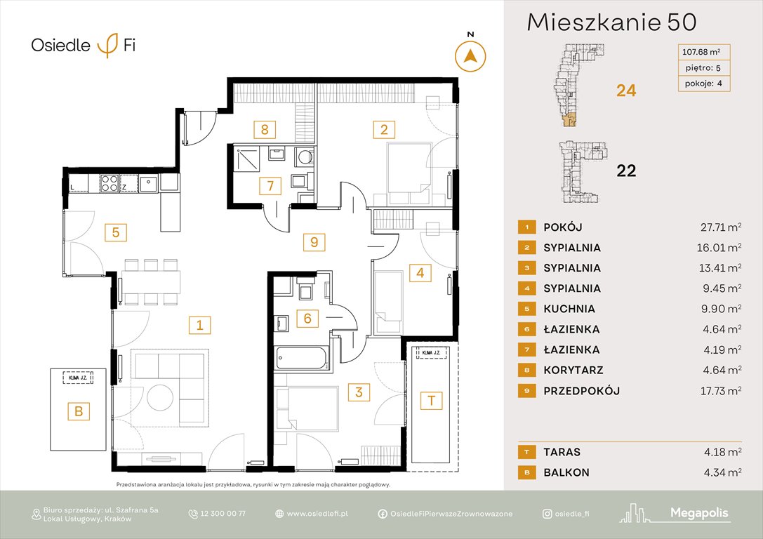 Nowe mieszkanie czteropokojowe  Osiedle FI 3 Kraków, Podgórze, Rzemieślnicza 22-24  107m2 Foto 1