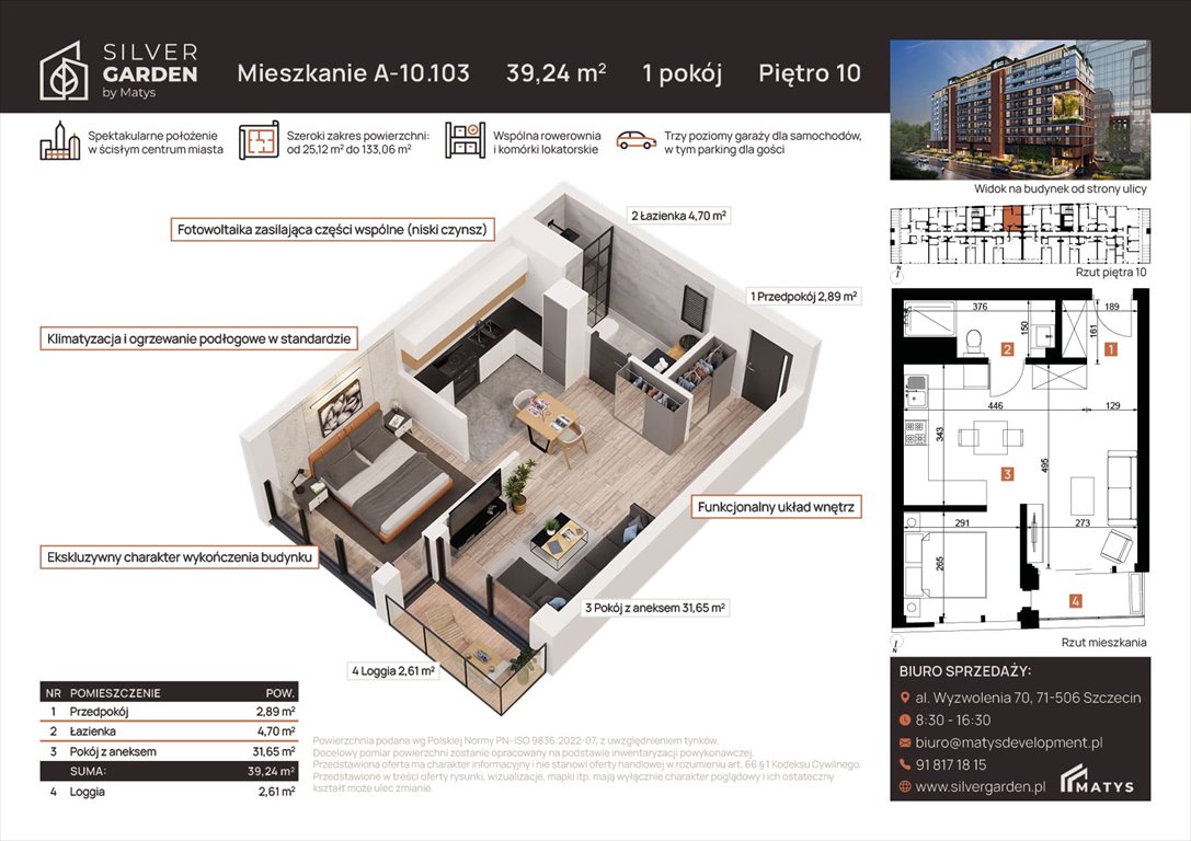 Nowa kawalerka Silver Garden Szczecin, Centrum, al. Wyzwolenia 70 / ul. Staszica 21  39m2 Foto 1