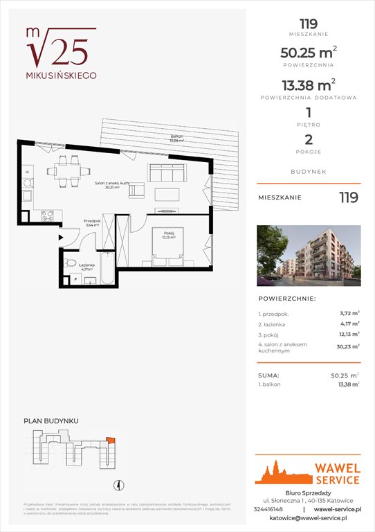 mieszkanie na sprzedaż 50m2 mieszkanie Katowice, Mikusińskiego 25