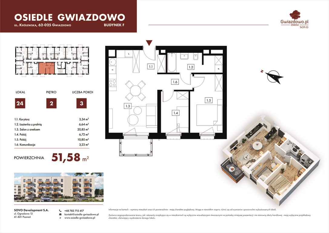 Nowe mieszkanie trzypokojowe Osiedle Gwiazdowo Gwiazdowo, Mikołaja Kopernika 4  52m2 Foto 1