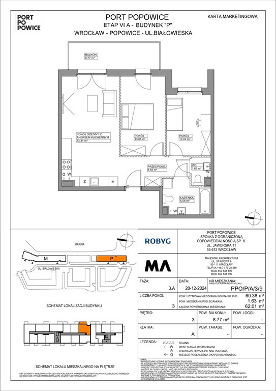 Nowe mieszkanie trzypokojowe Port Popowice Wrocław, Fabryczna, Białowieska 91a  60m2 Foto 1