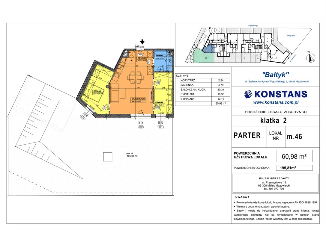 Nowe mieszkanie trzypokojowe Bałtyk Mińsk Mazowiecki, Wyszyńskiego 1  61m2 Foto 1