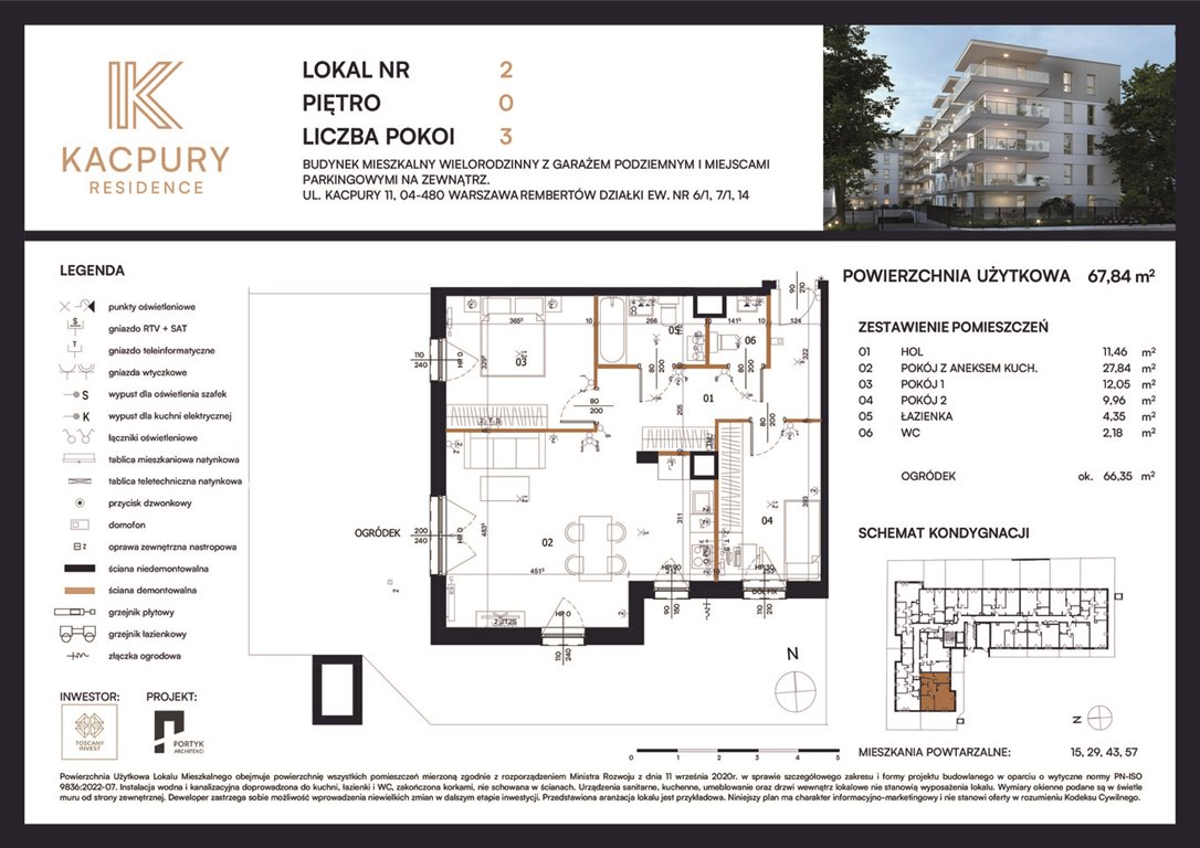Nowe mieszkanie trzypokojowe Kacpury Residence Warszawa, Rembetów, Kacpury 11  68m2 Foto 1