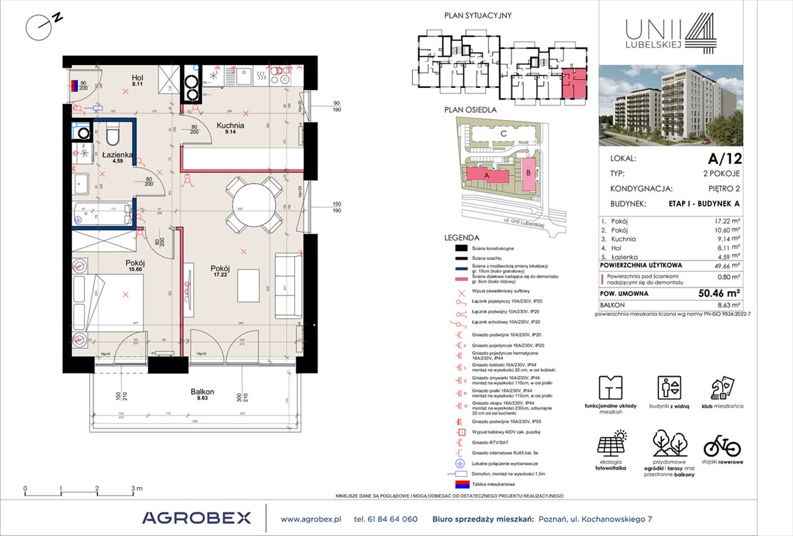 Nowe mieszkanie dwupokojowe Unii Lubelskiej 4 Poznań, Unii Lubelskiej 4  50m2 Foto 1