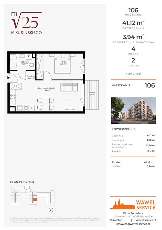 mieszkanie na sprzedaż 41m2 mieszkanie Katowice, Mikusińskiego 25