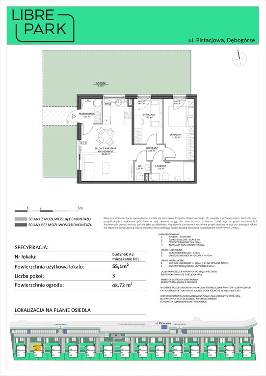 Nowe mieszkanie trzypokojowe Osiedle Libre Park Dębogórze, Pistacjowa 5  55m2 Foto 1