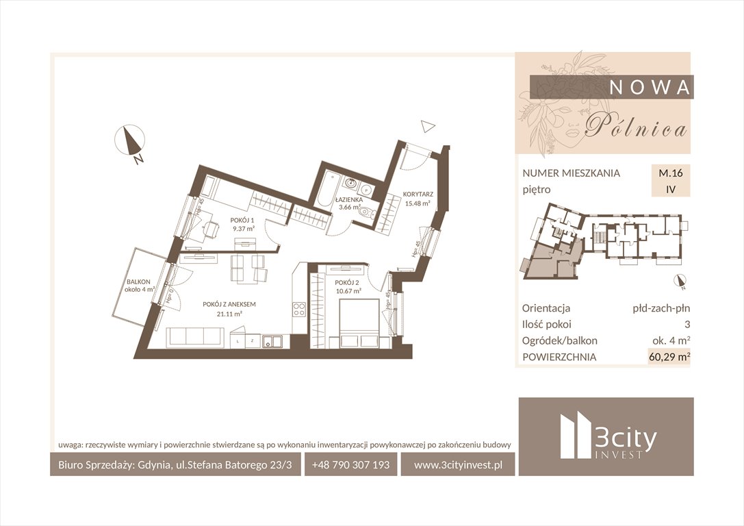 Nowe mieszkanie trzypokojowe NOWA PÓLNICA Gdańsk, Jasień, Pólnicy 4  60m2 Foto 1