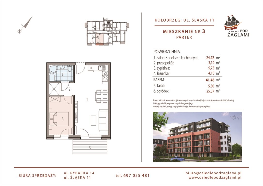 Nowe mieszkanie dwupokojowe Osiedle Pod Żaglami Kołobrzeg, Śląska 11  41m2 Foto 1