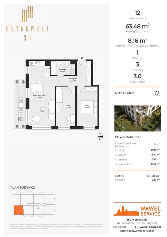 mieszkanie na sprzedaż 63m2 mieszkanie Katowice, Bytkowska 107