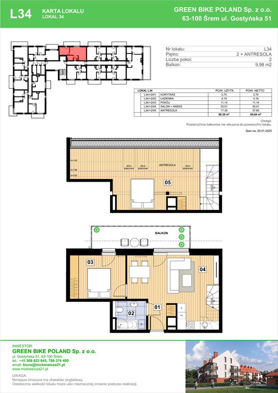 Nowe mieszkanie trzypokojowe Mickiewicza 21 Residence  Śrem, Mickiewicza 21C  60m2 Foto 1