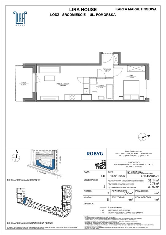 Nowe mieszkanie dwupokojowe Lira House Łódź, Pomorska 108  39m2 Foto 1