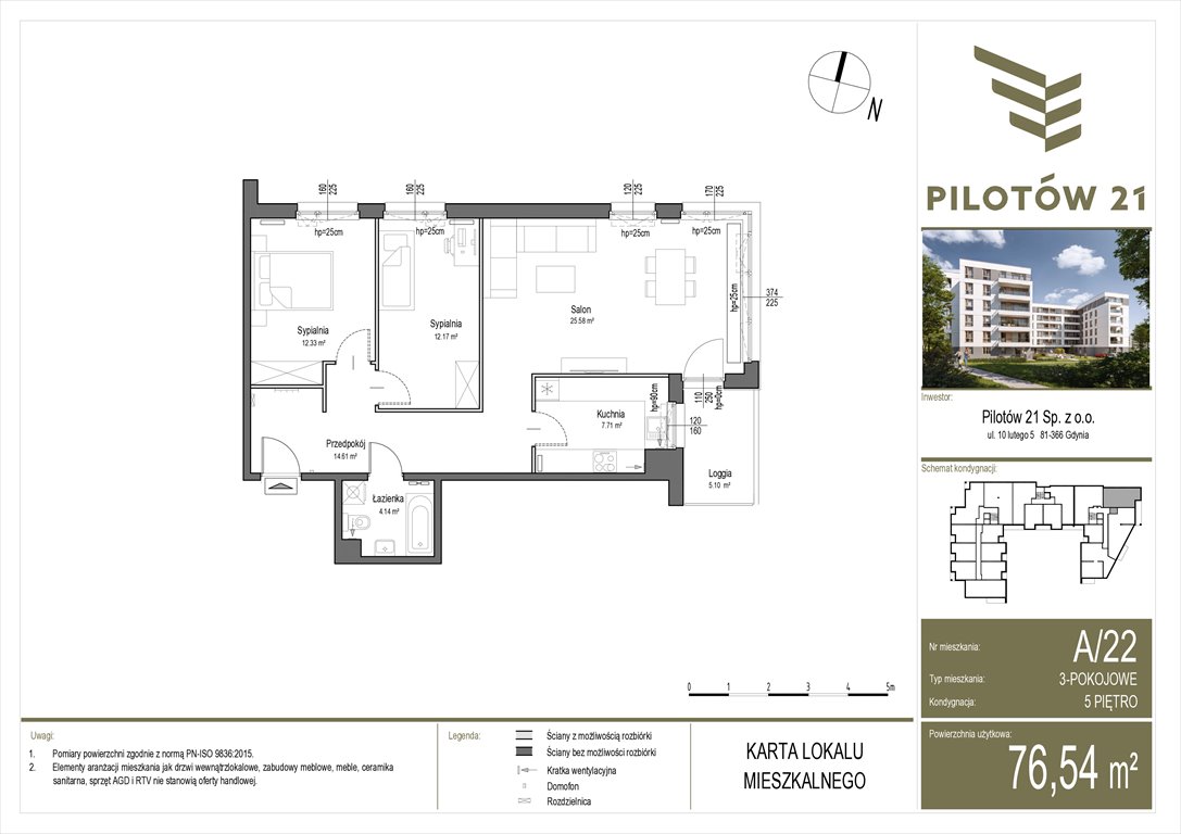 Nowe mieszkanie trzypokojowe Pilotow 21 Gdańsk, Zaspa, Pilotów 21  76m2 Foto 1