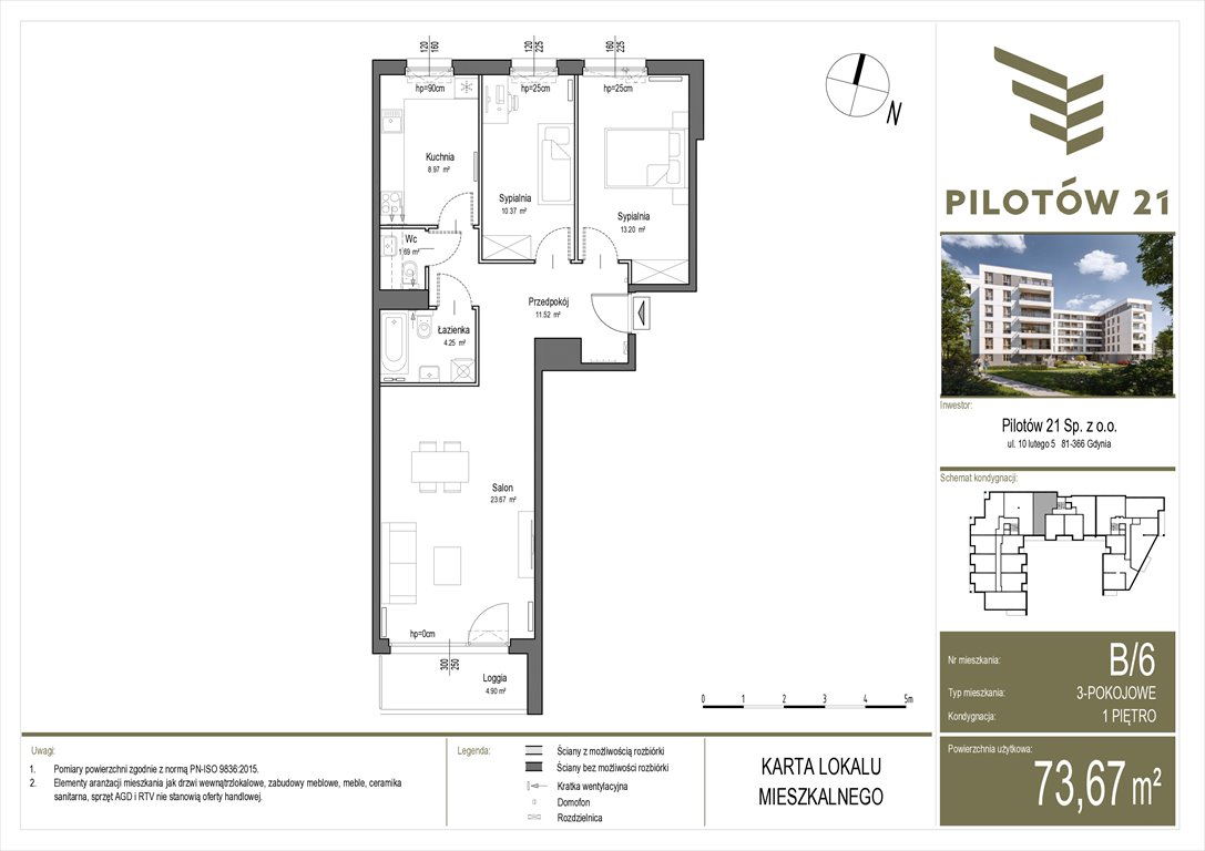 Nowe mieszkanie trzypokojowe Pilotow 21 Gdańsk, Zaspa, Pilotów 21  74m2 Foto 1