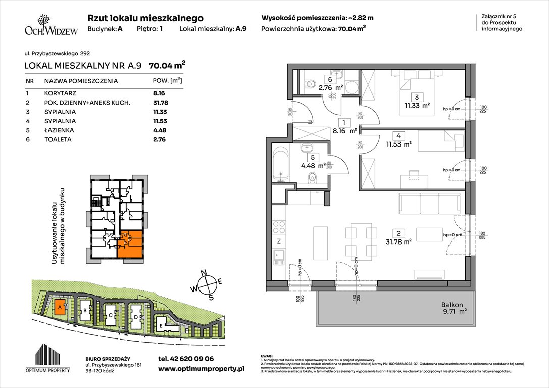 Nowe mieszkanie trzypokojowe OchWidzew Łódź, Widzew, Przybyszewskiego 292-300  70m2 Foto 1