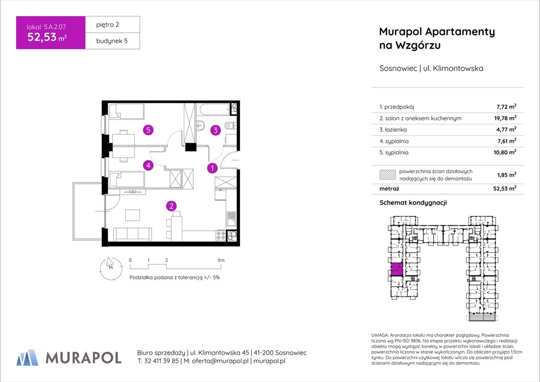 Nowe mieszkanie trzypokojowe Murapol Apartamenty na Wzgórzu Sosnowiec, ul. Klimontowska  53m2 Foto 1