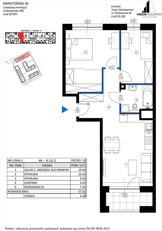 Nowe mieszkanie trzypokojowe Maratońska 49 Nowa Retkinia  Łódź, Retkinia, Maratońska 49C  58m2 Foto 1