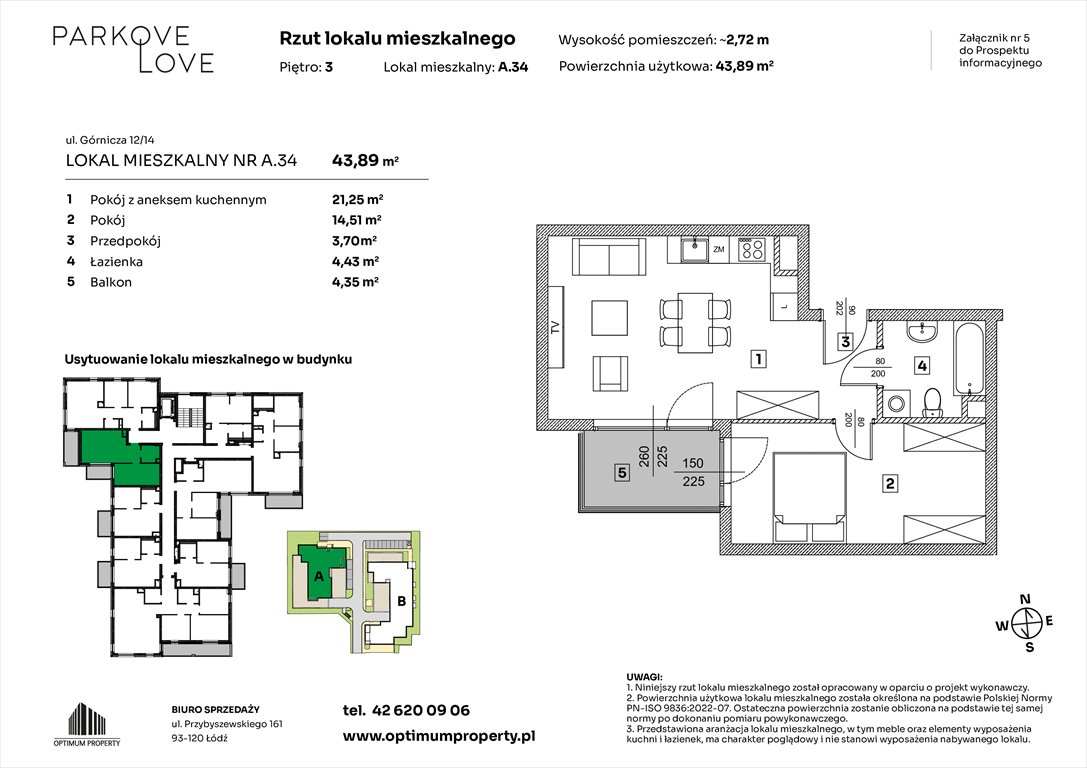 Nowe mieszkanie dwupokojowe PARKOVE LOVE Łódź, Bałuty-Doły, ul. Górnicza 12/14  44m2 Foto 1