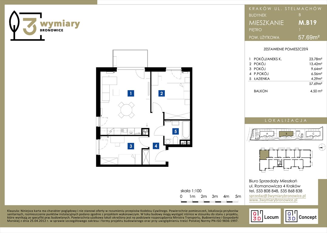 Nowe mieszkanie trzypokojowe 3 Wymiary Bronowice Kraków, Bronowice Wielkie, Stelmachów  58m2 Foto 1