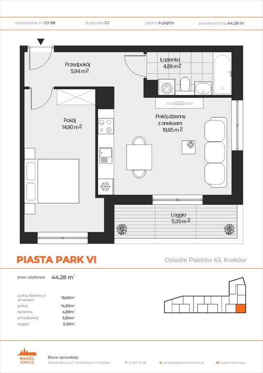 Nowe mieszkanie dwupokojowe PIASTA PARK VI Kraków, Mistrzejowice, Osiedle Piastów 63  44m2 Foto 1