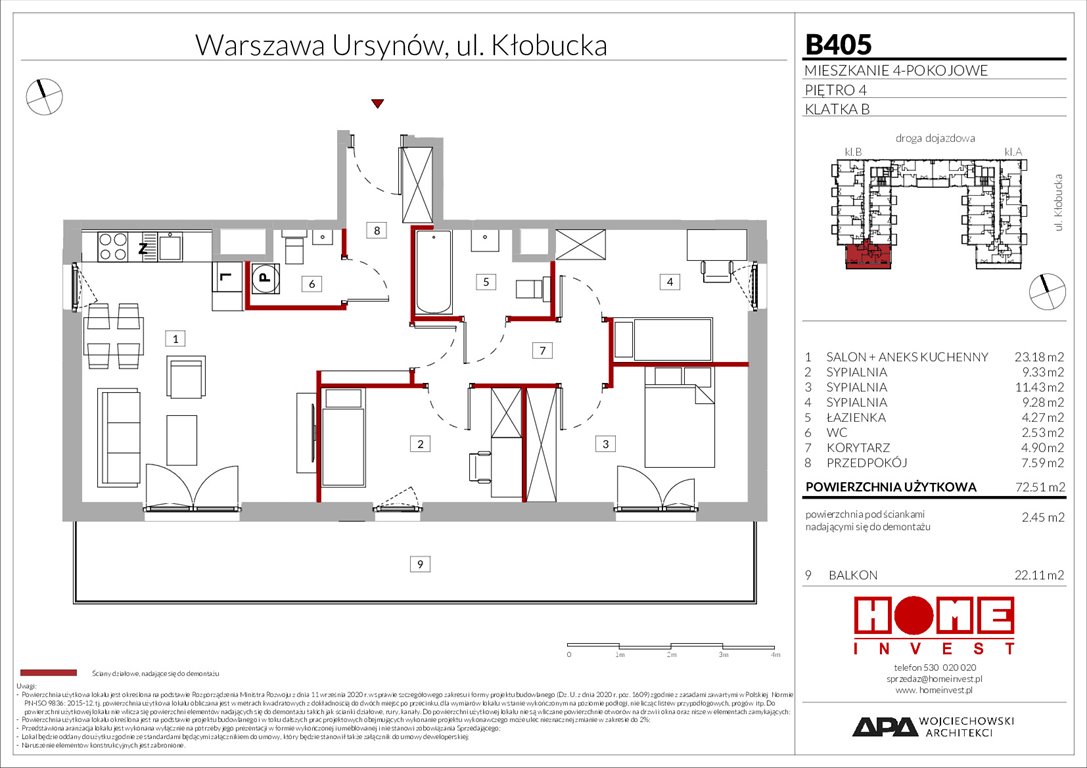 Nowe mieszkanie czteropokojowe  Enklawa Ursynów Warszawa, Ursynów, ul. Kłobucka 23A  73m2 Foto 1