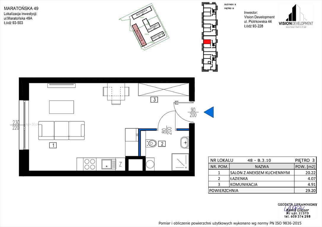 Nowa kawalerka Maratońska 49 Nowa Retkinia  Łódź, Retkinia, Maratońska 49C  29m2 Foto 1