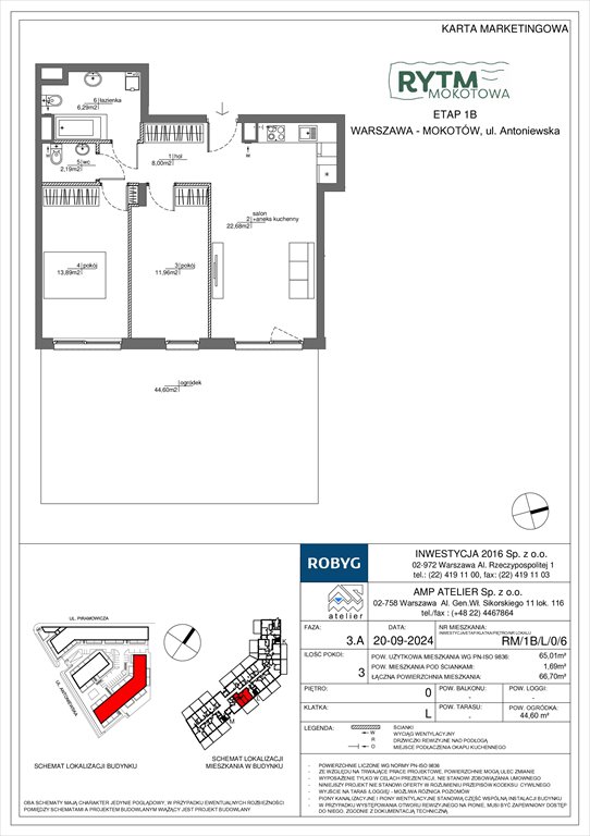 Nowe mieszkanie trzypokojowe Rytm Mokotowa Warszawa, Mokotów, Antoniewska  65m2 Foto 1