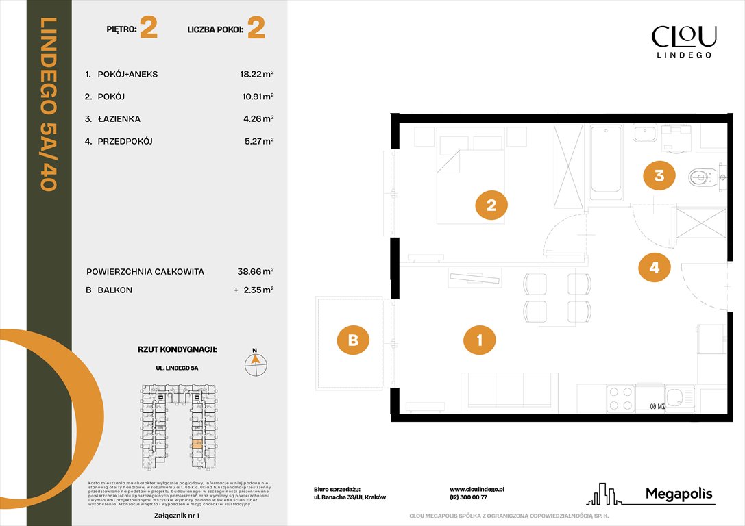 Nowe mieszkanie dwupokojowe Clou Lindego Kraków, Lindego 5a  39m2 Foto 1