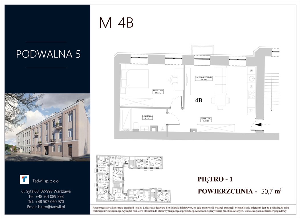 Nowe mieszkanie trzypokojowe podwalna5.pl Radom, Śródmieście, Podwalna 5  51m2 Foto 1
