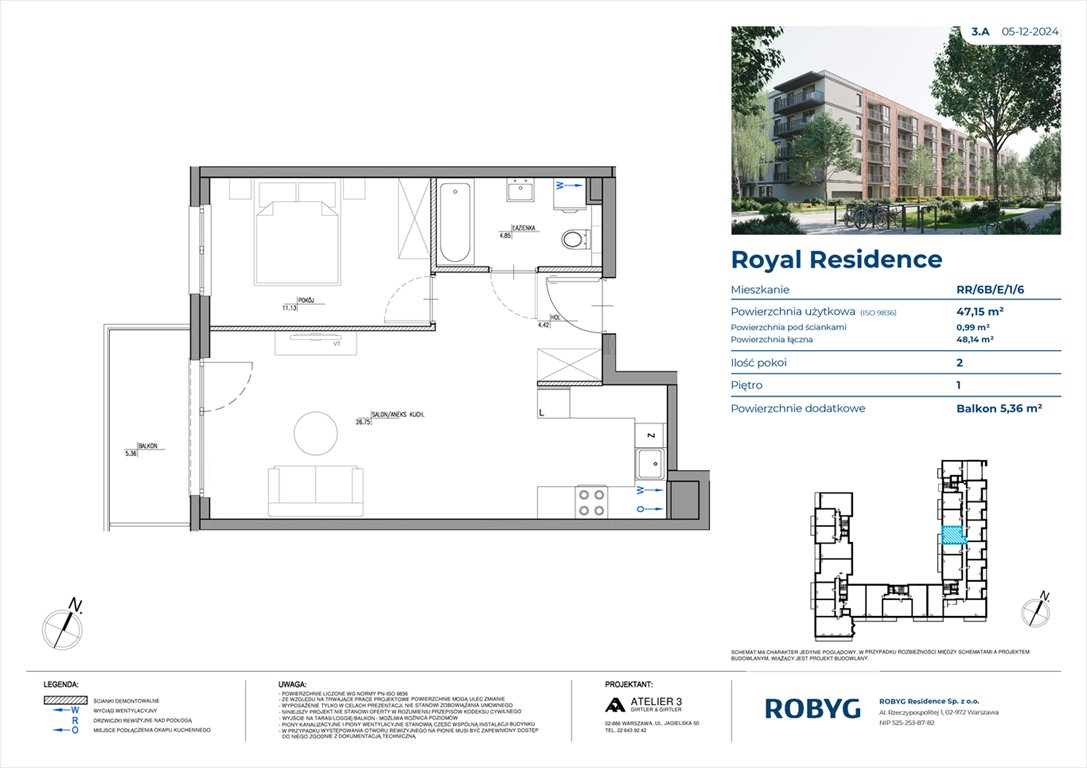 Nowe mieszkanie dwupokojowe Royal Residence Warszawa, Wilanów, Sarmacka  47m2 Foto 1
