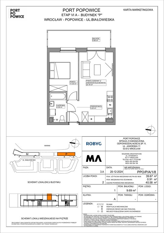 Nowe mieszkanie dwupokojowe Port Popowice Wrocław, Fabryczna, Białowieska 91a  40m2 Foto 1