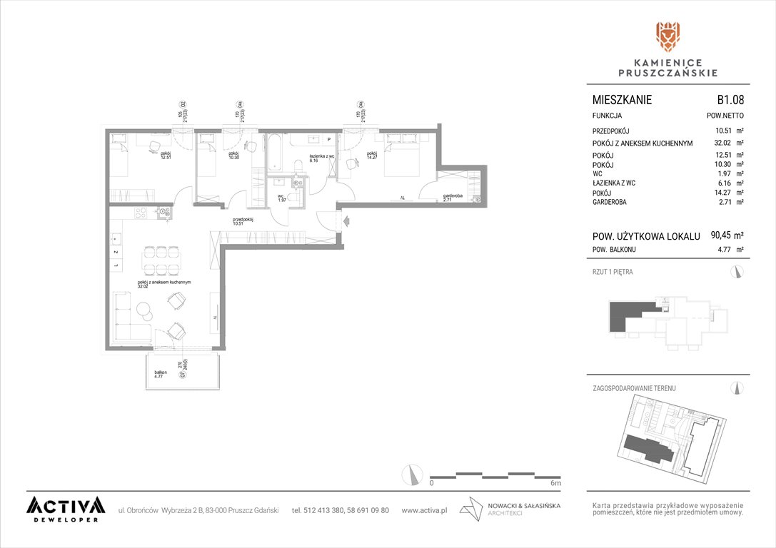 Nowe mieszkanie czteropokojowe  Kamienice Pruszczańskie Pruszcz Gdański, ul. Grunwaldzka 71B, 71C  90m2 Foto 1
