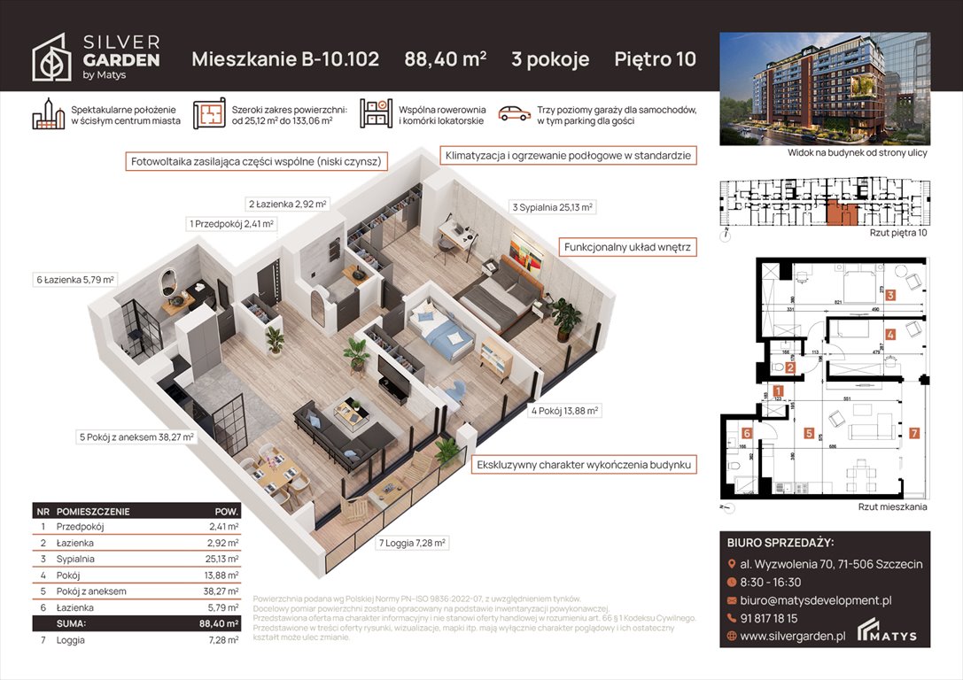 Nowe mieszkanie trzypokojowe Silver Garden Szczecin, Centrum, al. Wyzwolenia 70 / ul. Staszica 21  88m2 Foto 1