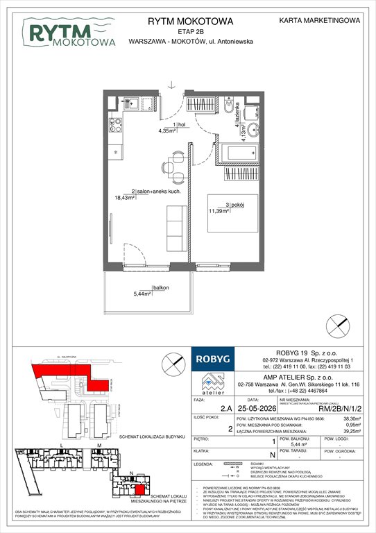 Nowe mieszkanie dwupokojowe Rytm Mokotowa Warszawa, Mokotów, Antoniewska 3B  38m2 Foto 1
