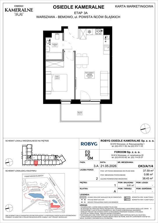 Nowe mieszkanie dwupokojowe Osiedle Kameralne etap 7 Warszawa, Powstańców Śląskich  38m2 Foto 1