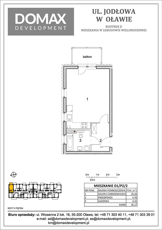 Nowa kawalerka Osiedle Jodłowa etap II bud D Oława, Nowy Otok, Jodłowa 38-40  32m2 Foto 1