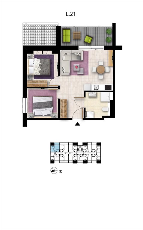 Nowe mieszkanie dwupokojowe Sunset Resort Grzybowo, Nadmorska 98 -106  40m2 Foto 1