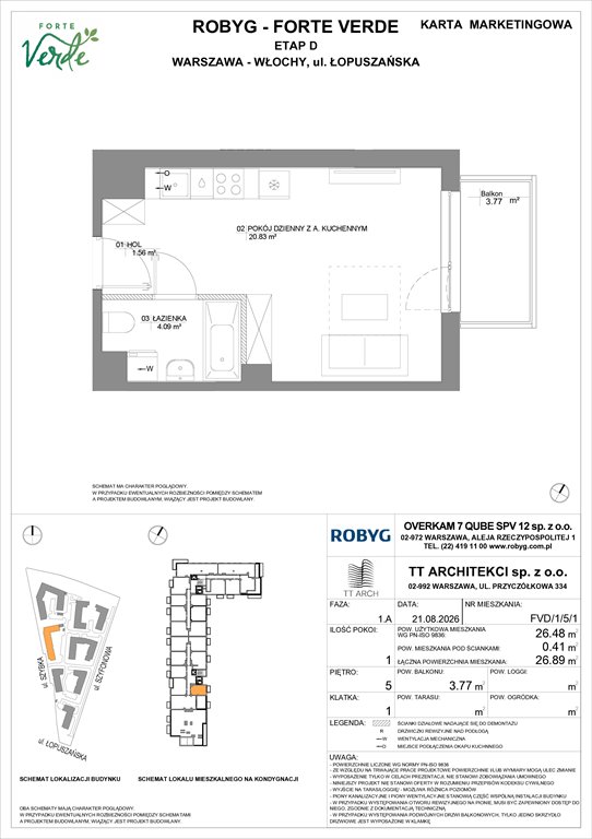 Nowa kawalerka Forte Verde Warszawa, Włochy, Łopuszańska 28  26m2 Foto 1