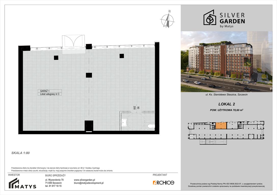 lokal użytkowy na sprzedaż 79m2 lokal użytkowy Szczecin, Centrum, al. Wyzwolenia 70 / ul. Staszica 21